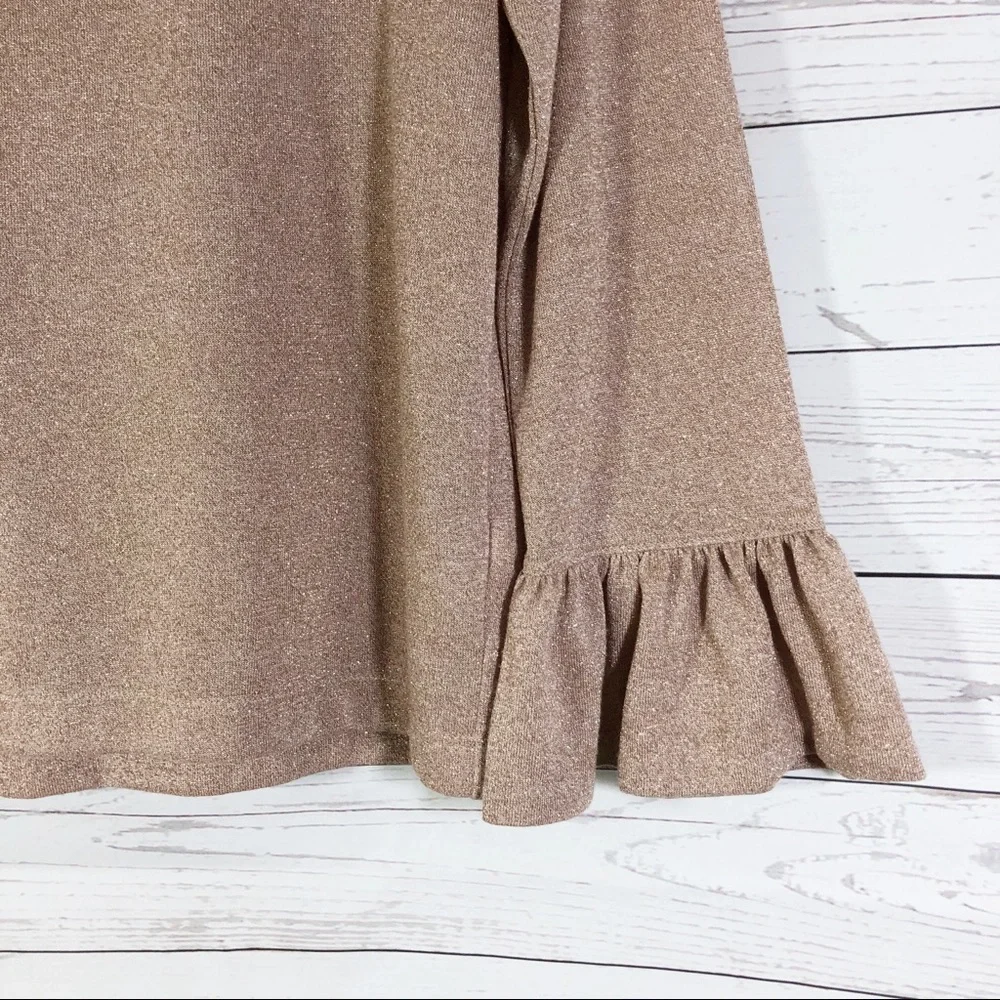 J Crew Glittered Ruffle Pullover Sweater Top Long Sleeves Sz M